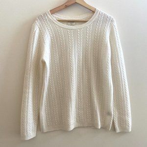 NEW Telluride 100% Cashmere sweater L OFF White Cream Crew Neck